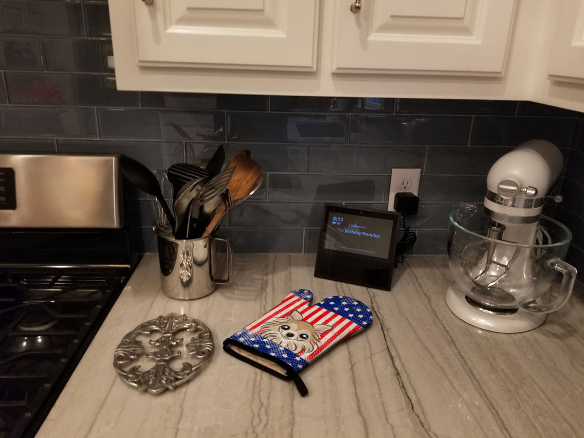 American Flag and Chihuahua Oven Mitt Heat Resistant Thick Oven Mitt for Hot Pans and Oven, Kitchen Mitt Protect Hands, Cooking Baking Glove