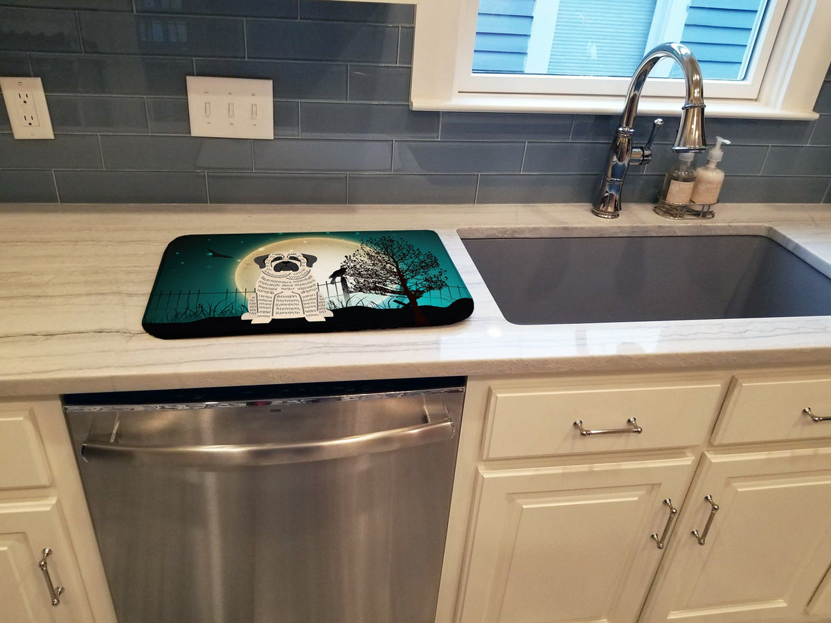 Halloween Scary Mastiff Brindle White Dish Drying Mat Absorbent Dish Drying Mat Pad for Kitchen Counter Dish Drainer Mat for Countertop, 14 x 21", Multicolor
