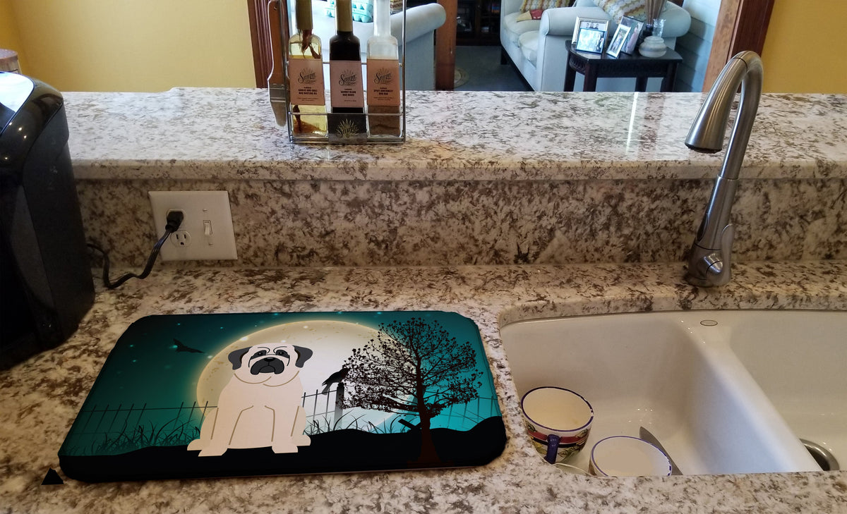Halloween Scary Mastiff White Dish Drying Mat Absorbent Dish Drying Mat Pad for Kitchen Counter Dish Drainer Mat for Countertop, 14 x 21", Multicolor