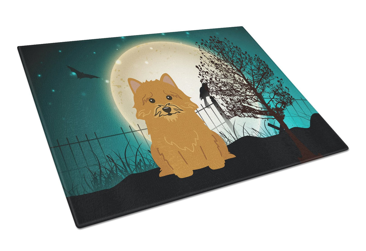 Halloween Scary Norwich Terrier Cutting Board Tempered Glass Kitchen Cutting Surface, Heat Resistant Chopping, Non-Slip Feet, Food Prep & Serving