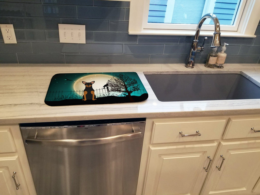 Halloween Scary Manchester Terrier Dish Drying Mat Absorbent Dish Drying Mat Pad for Kitchen Counter Dish Drainer Mat for Countertop, 14 x 21", Multicolor