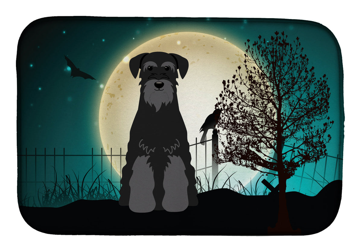 Halloween Scary Standard Schnauzer Black Dish Drying Mat Absorbent Dish Drying Mat Pad for Kitchen Counter Dish Drainer Mat for Countertop, 14 x 21", Multicolor