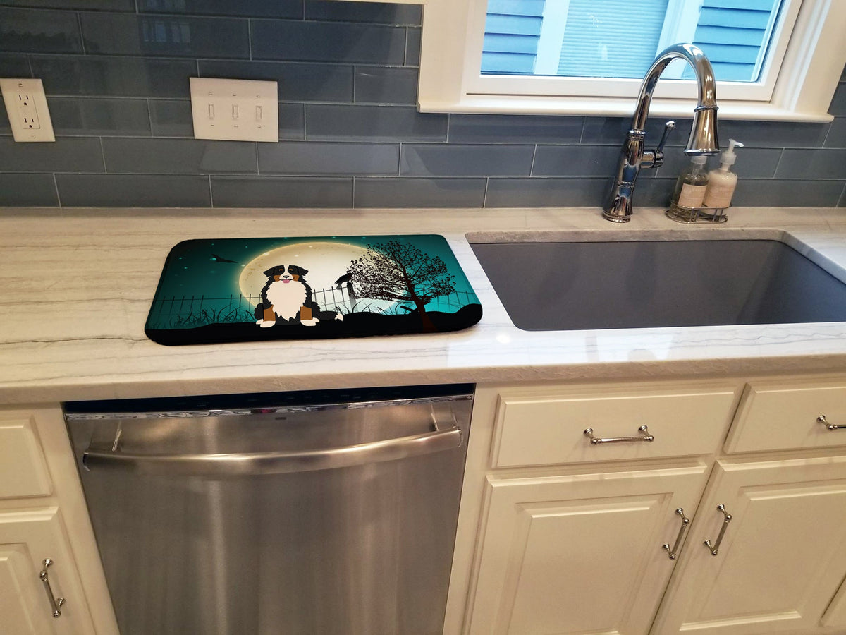 Halloween Scary Bernese Mountain Dog Dish Drying Mat Absorbent Dish Drying Mat Pad for Kitchen Counter Dish Drainer Mat for Countertop, 14 x 21", Multicolor