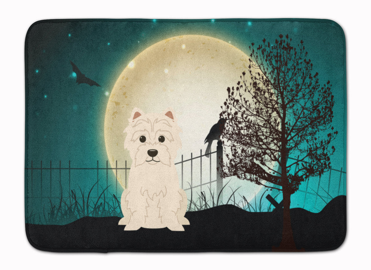 Halloween Scary Westie Memory Foam Kitchen Mat Machine Washable Anti-Fatigue Cushion Comfort Bath or Kitchen Rug
