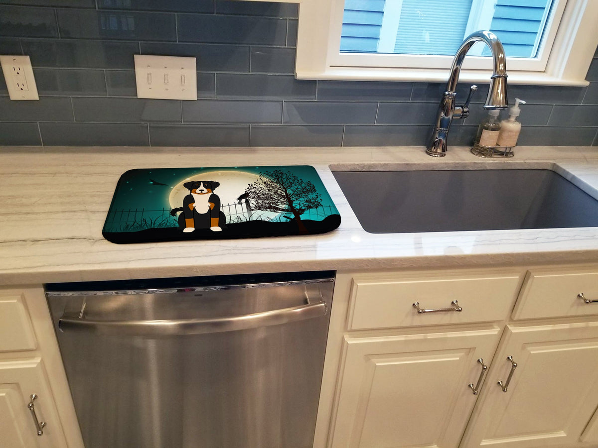 Halloween Scary Appenzeller Sennenhund Dish Drying Mat Absorbent Dish Drying Mat Pad for Kitchen Counter Dish Drainer Mat for Countertop, 14 x 21", Multicolor