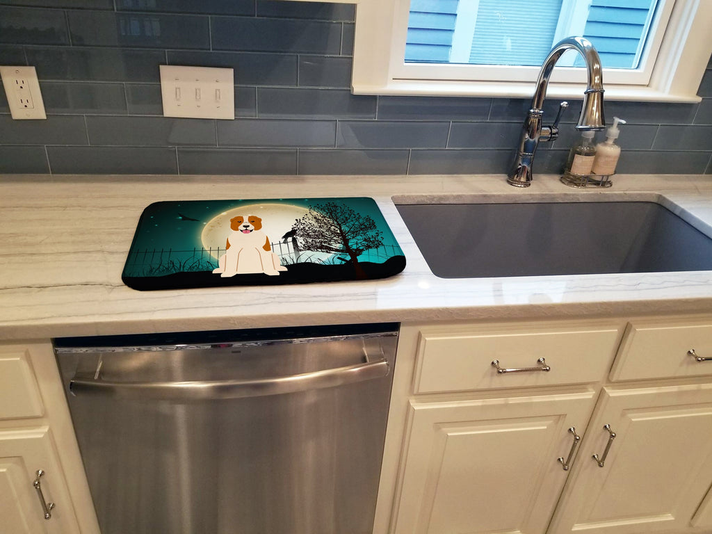 Halloween Scary Central Asian Shepherd Dog Dish Drying Mat Absorbent Dish Drying Mat Pad for Kitchen Counter Dish Drainer Mat for Countertop, 14 x 21", Multicolor