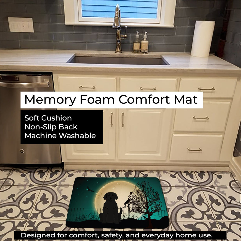 Halloween Scary Black Labrador Memory Foam Kitchen Mat Machine Washable Anti-Fatigue Cushion Comfort Bath or Kitchen Rug