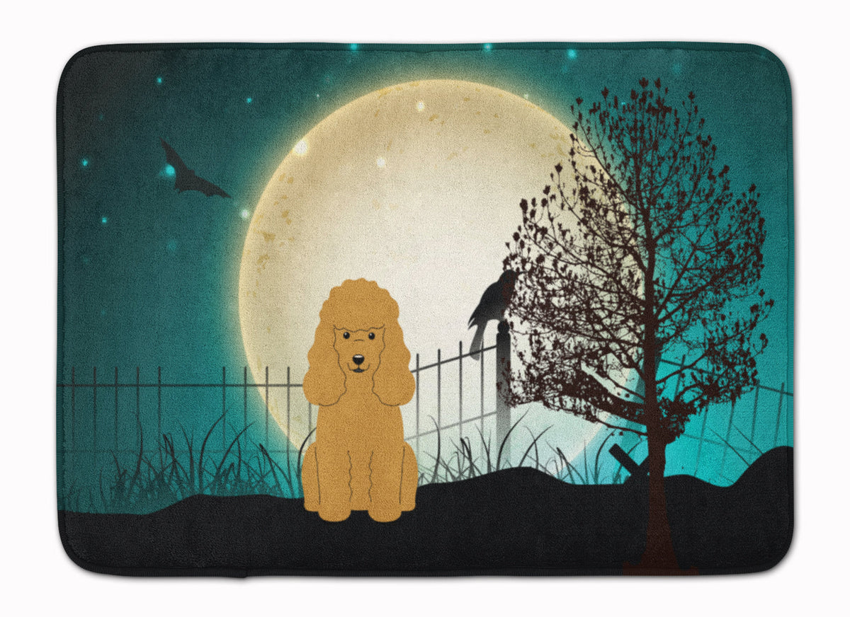 Halloween Scary Poodle Tan Memory Foam Kitchen Mat Machine Washable Anti-Fatigue Cushion Comfort Bath or Kitchen Rug