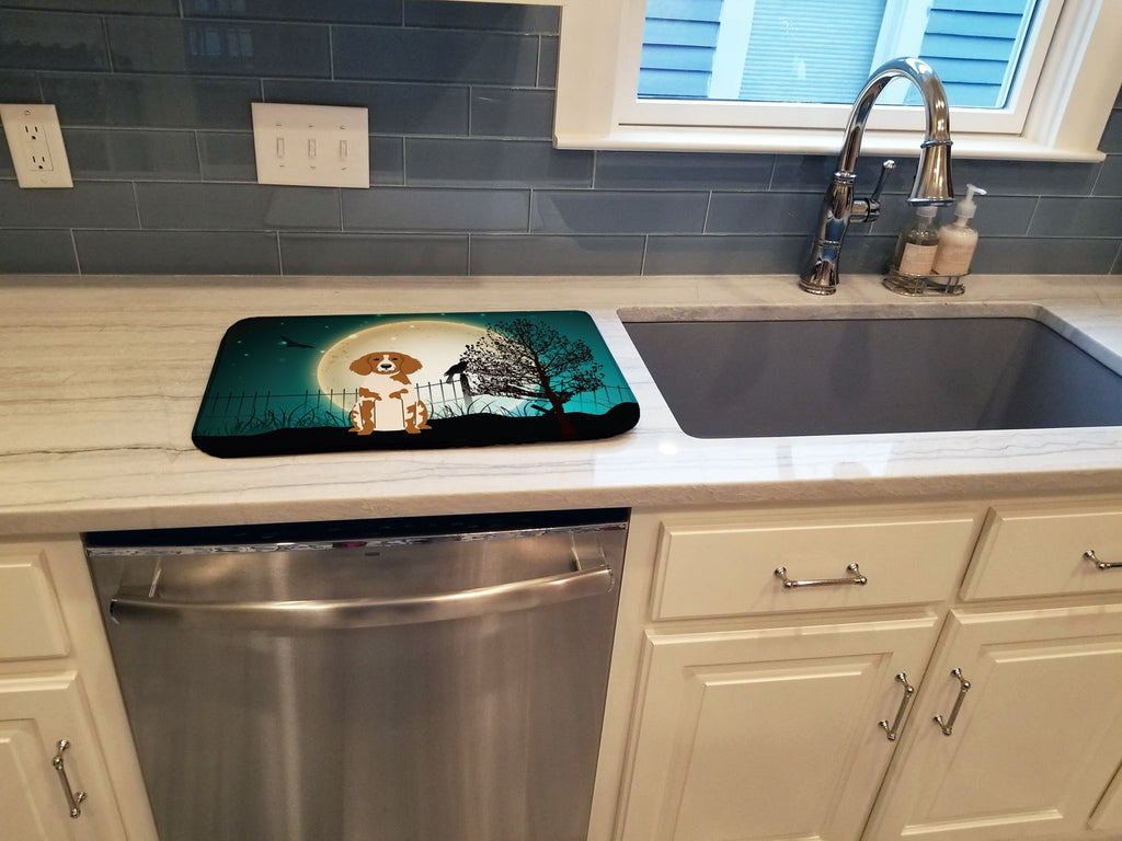Halloween Scary Brittany Spaniel Dish Drying Mat Absorbent Dish Drying Mat Pad for Kitchen Counter Dish Drainer Mat for Countertop, 14 x 21", Multicolor