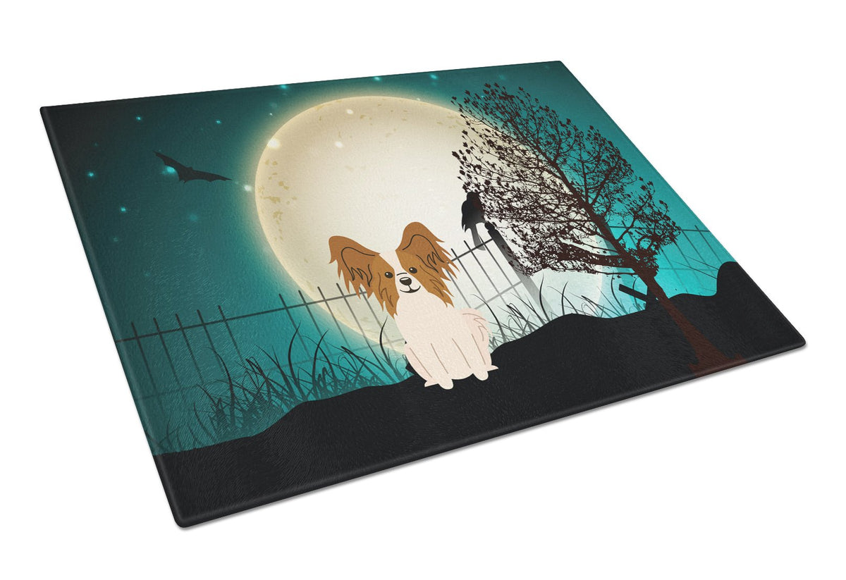 Halloween Scary Papillon Red White Cutting Board Tempered Glass Kitchen Cutting Surface, Heat Resistant Chopping, Non-Slip Feet, Food Prep & Serving