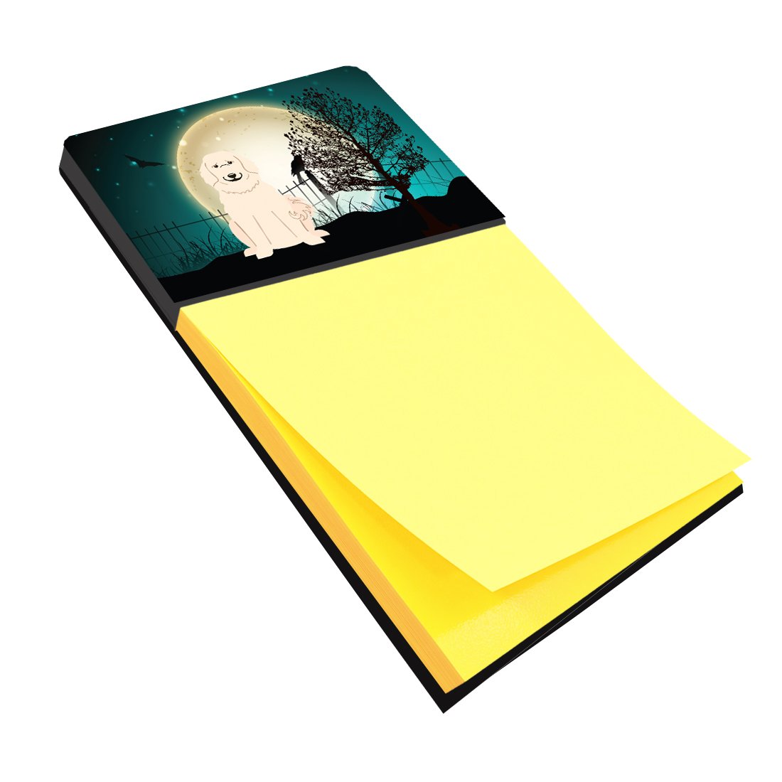 Halloween Scary Great Pyrenese Watercolor Sticky Note Holder Refillable Dispenser Desk Accessory 3x3 Pad Gift