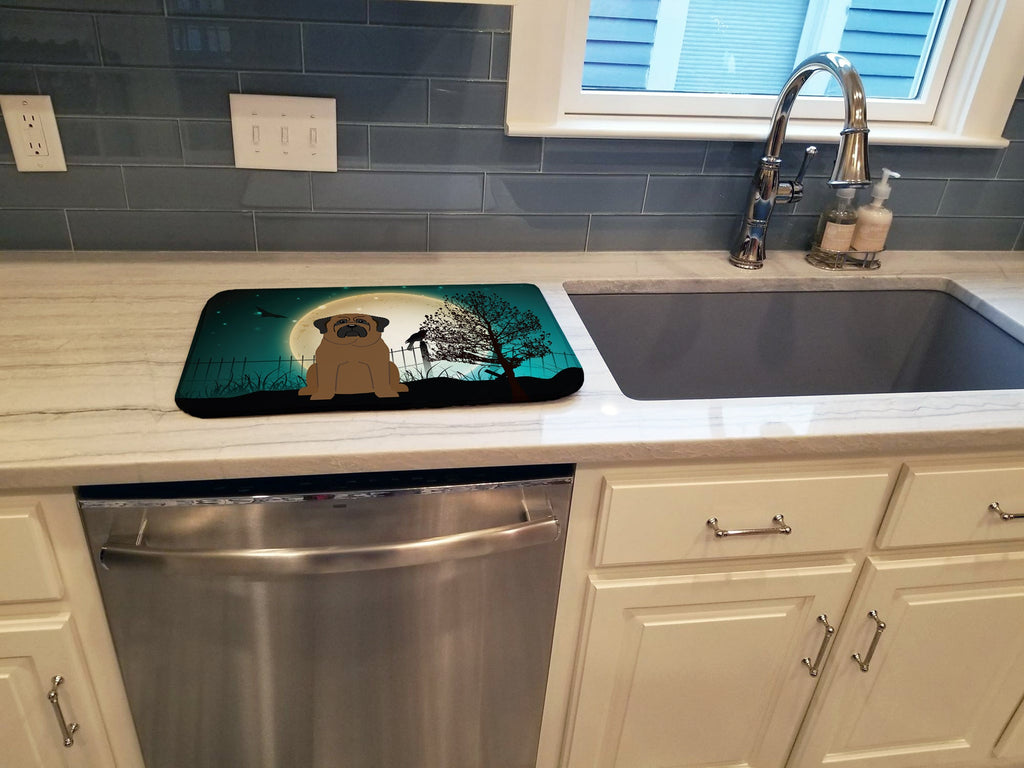 Halloween Scary Bullmastiff Dish Drying Mat Absorbent Dish Drying Mat Pad for Kitchen Counter Dish Drainer Mat for Countertop, 14 x 21", Multicolor