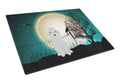 Halloween Scary Bedlington Terrier Blue Cutting Board Tempered Glass Kitchen Cutting Surface, Heat Resistant Chopping, Non-Slip Feet, Food Prep & Serving