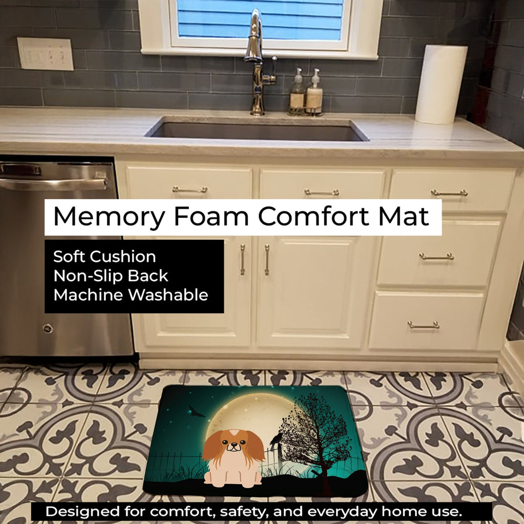 Halloween Scary Pekingese Red White Memory Foam Kitchen Mat Machine Washable Anti-Fatigue Cushion Comfort Bath or Kitchen Rug