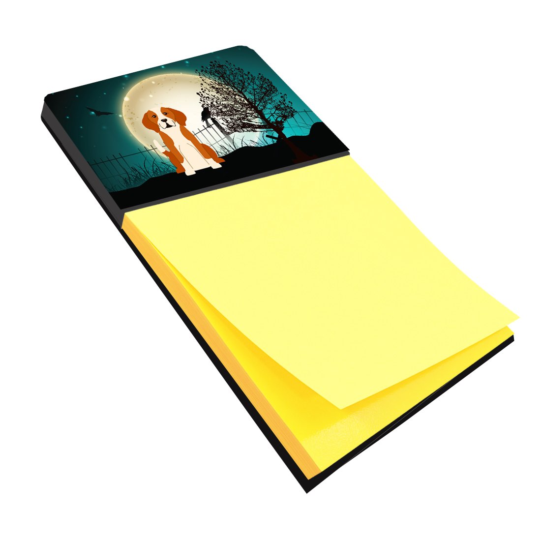 Halloween Scary English Foxhound Watercolor Sticky Note Holder Refillable Dispenser Desk Accessory 3x3 Pad Gift