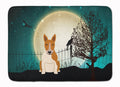 Halloween Scary Bull Terrier Red White Memory Foam Kitchen Mat Machine Washable Anti-Fatigue Cushion Comfort Bath or Kitchen Rug