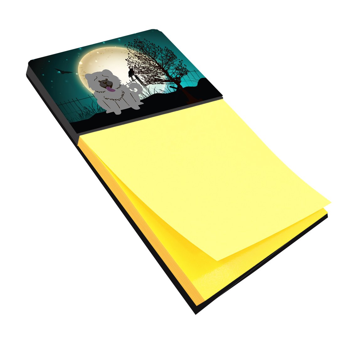 Halloween Scary Chow Chow Blue Watercolor Sticky Note Holder Refillable Dispenser Desk Accessory 3x3 Pad Gift
