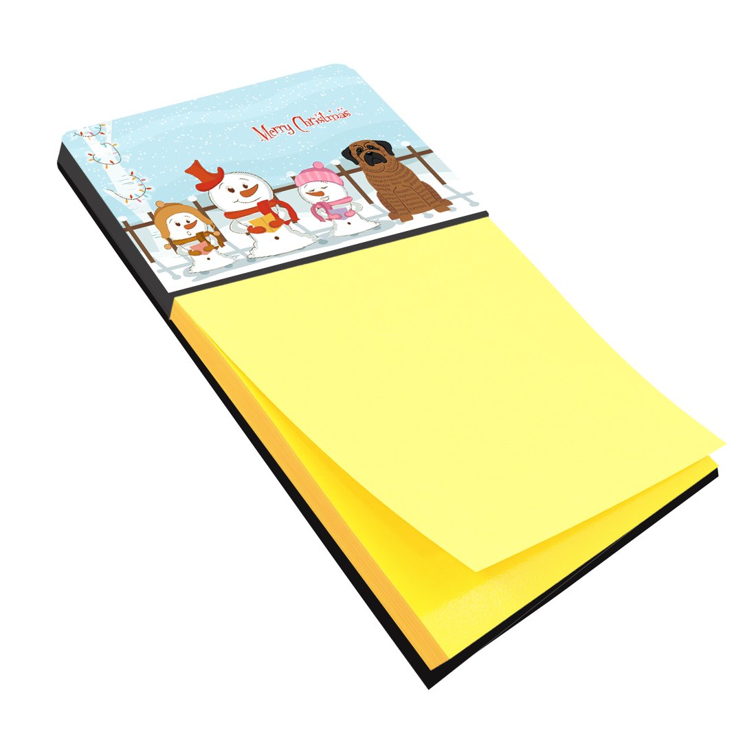Merry Christmas Carolers Mastiff Brindle Watercolor Sticky Note Holder Refillable Dispenser Desk Accessory 3x3 Pad Gift