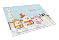 Merry Christmas Carolers Mastiff White Cutting Board Tempered Glass Kitchen Cutting Surface, Heat Resistant Chopping, Non-Slip Feet, Food Prep & Serving