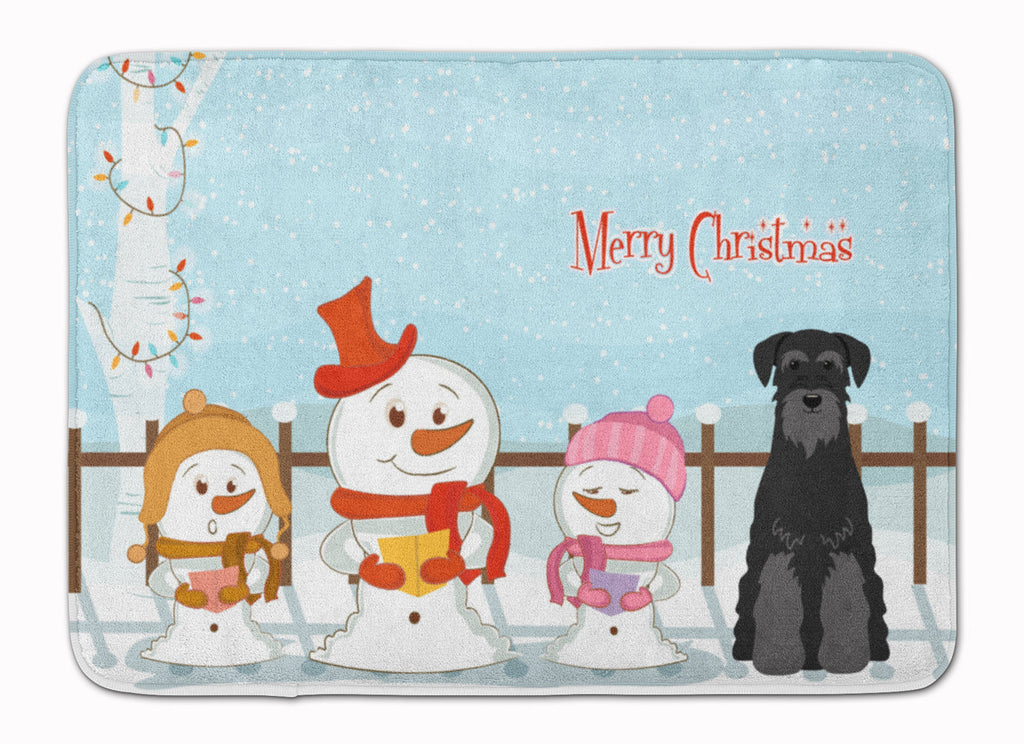 Merry Christmas Carolers Standard Schnauzer Black Memory Foam Kitchen Mat Machine Washable Anti-Fatigue Cushion Comfort Bath or Kitchen Rug