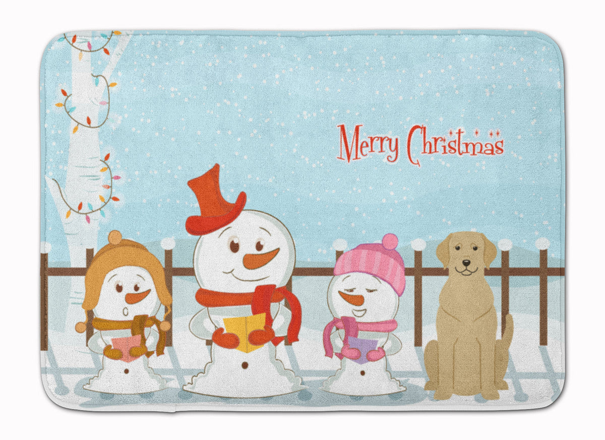 Merry Christmas Carolers Yellow Labrador Memory Foam Kitchen Mat Machine Washable Anti-Fatigue Cushion Comfort Bath or Kitchen Rug