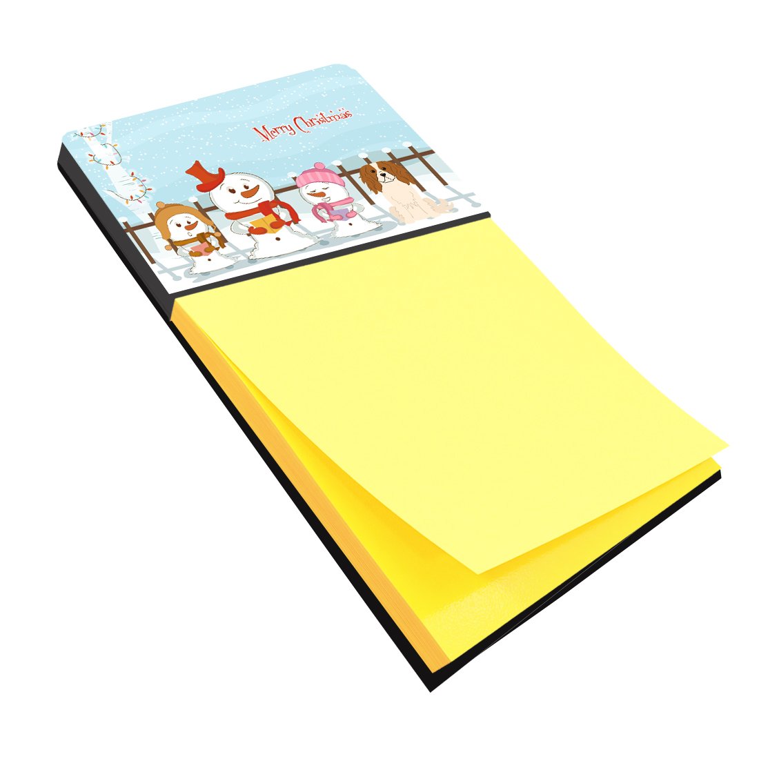 Merry Christmas Carolers Cavalier Spaniel Watercolor Sticky Note Holder Refillable Dispenser Desk Accessory 3x3 Pad Gift