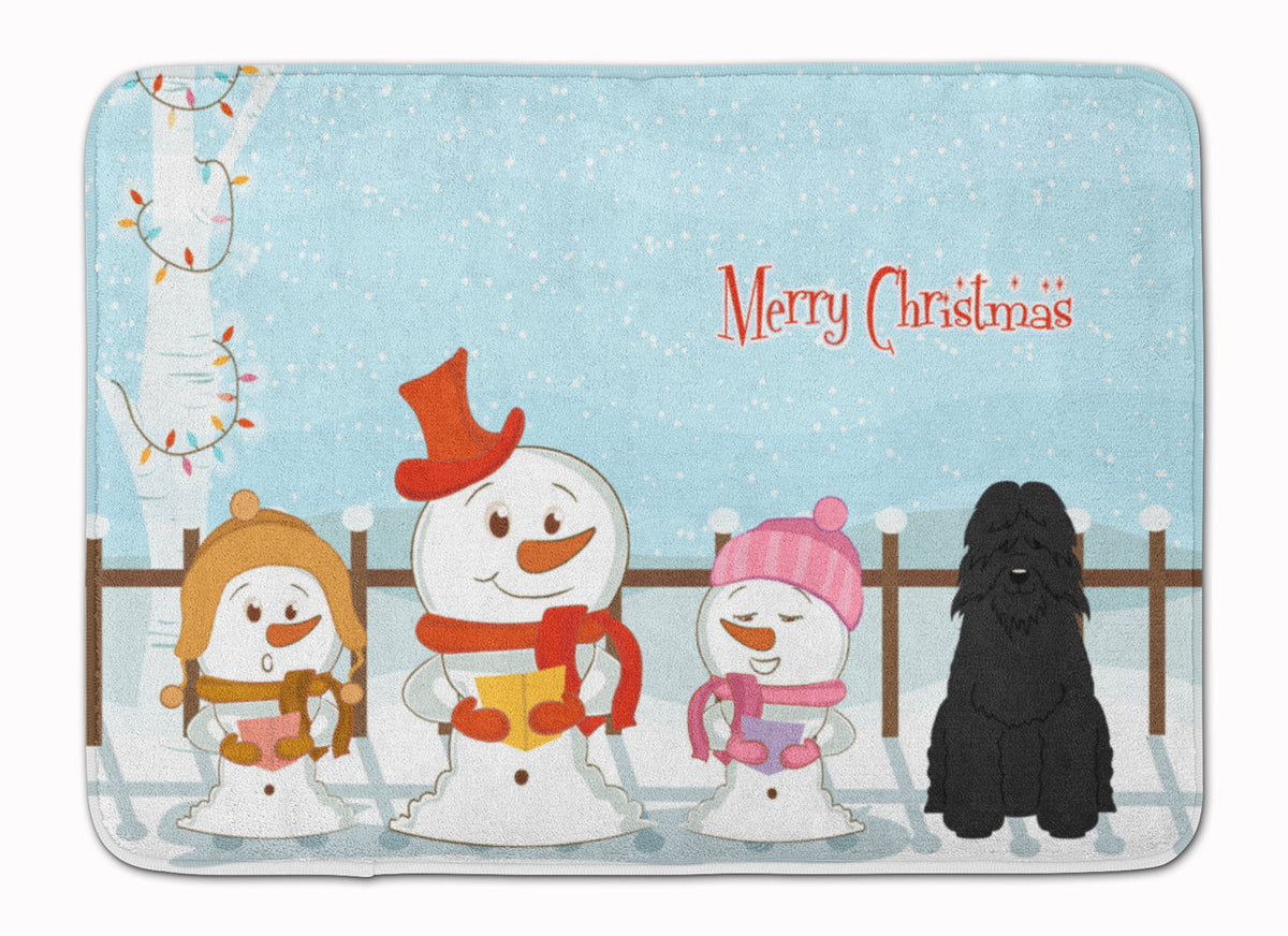 Merry Christmas Carolers Bouvier des Flandres Memory Foam Kitchen Mat Machine Washable Anti-Fatigue Cushion Comfort Bath or Kitchen Rug
