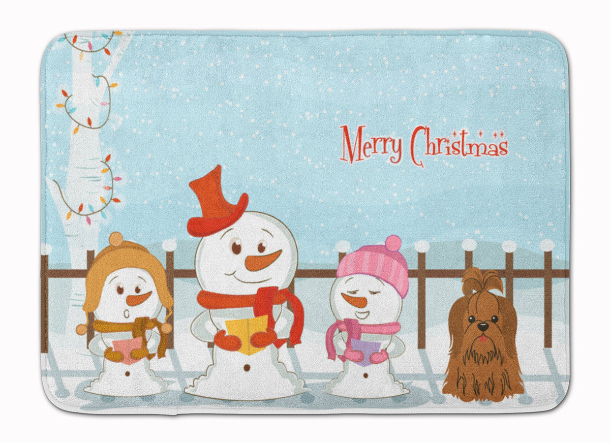 Merry Christmas Carolers Shih Tzu Chocolate Memory Foam Kitchen Mat Machine Washable Anti-Fatigue Cushion Comfort Bath or Kitchen Rug