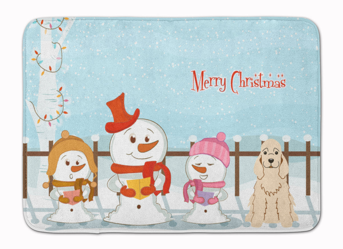 Merry Christmas Carolers Cocker Spaniel Buff Memory Foam Kitchen Mat Machine Washable Anti-Fatigue Cushion Comfort Bath or Kitchen Rug
