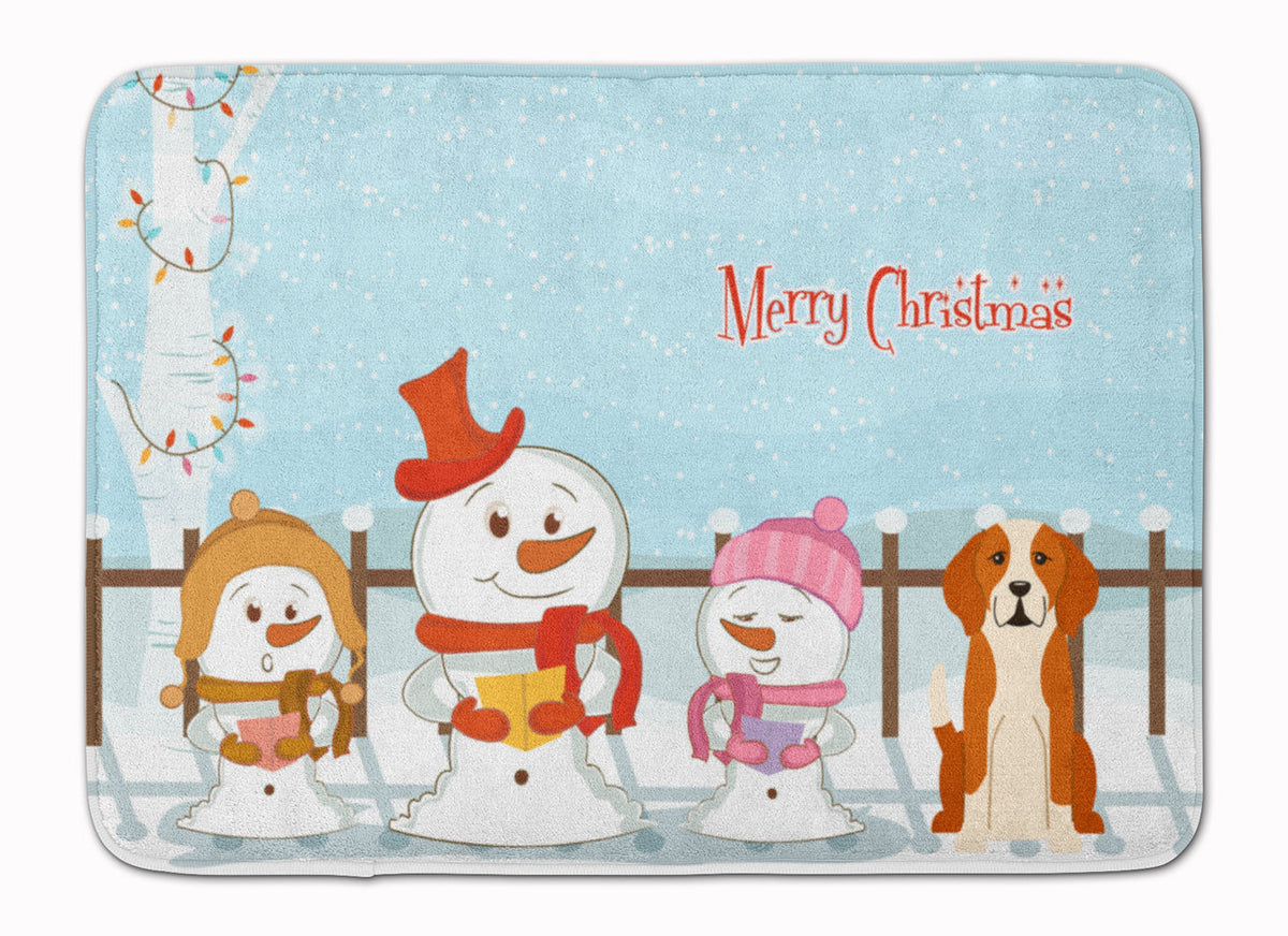 Merry Christmas Carolers English Foxhound Memory Foam Kitchen Mat Machine Washable Anti-Fatigue Cushion Comfort Bath or Kitchen Rug