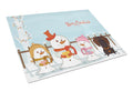 Merry Christmas Carolers Wire Haired Dachshund Chocolate Cutting Board Tempered Glass Kitchen Cutting Surface, Heat Resistant Chopping, Non-Slip Feet, Food Prep & Serving