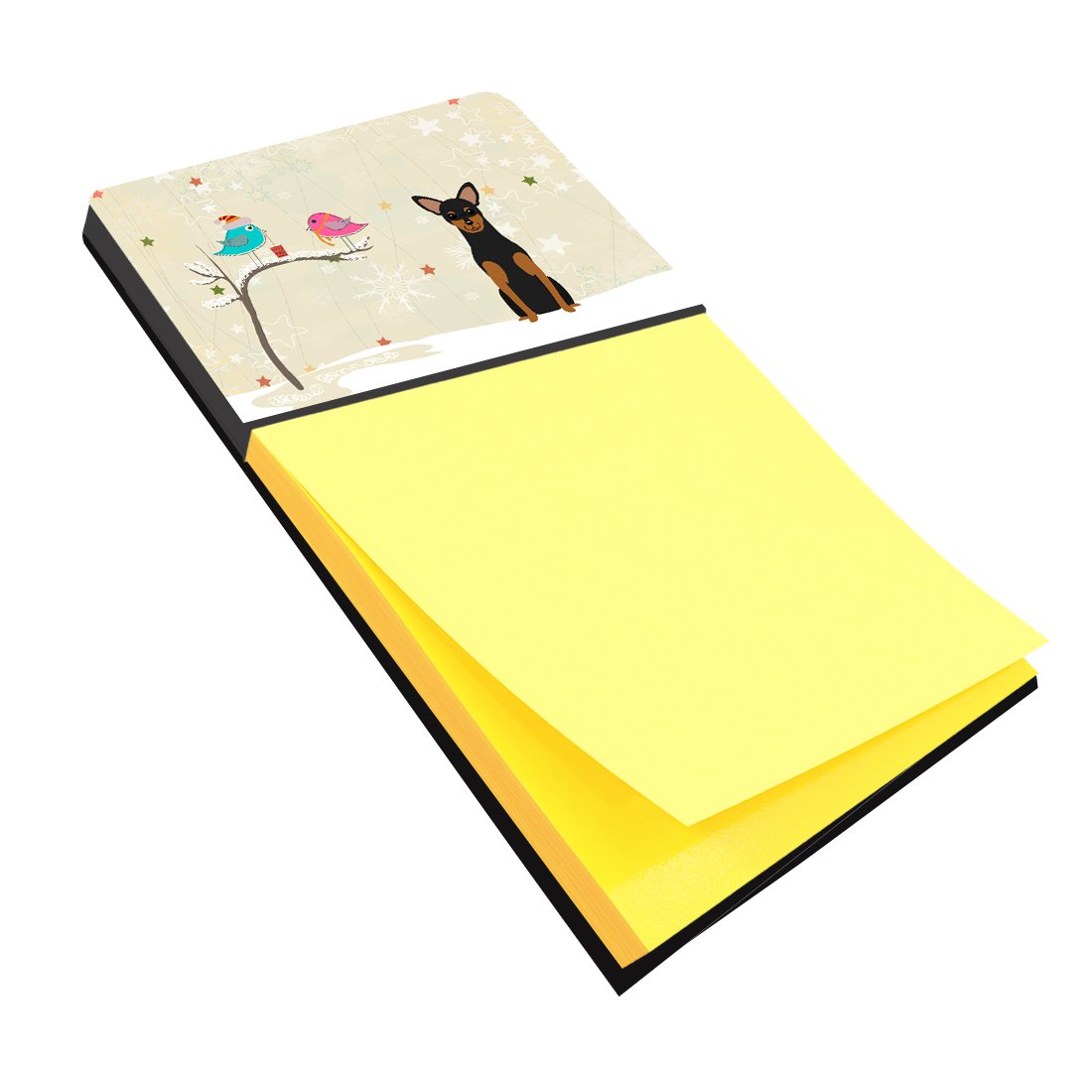 Christmas Presents between Friends Manchester Terrier Watercolor Sticky Note Holder Refillable Dispenser Desk Accessory 3x3 Pad Gift