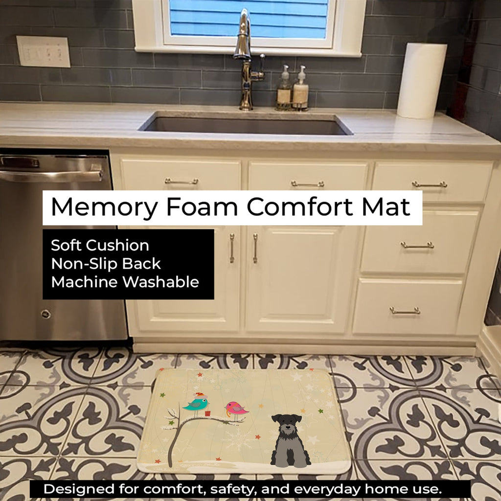 Christmas Presents between Friends Schnauzer - Black and Silver Memory Foam Kitchen Mat Machine Washable Anti-Fatigue Cushion Comfort Bath or Kitchen Rug