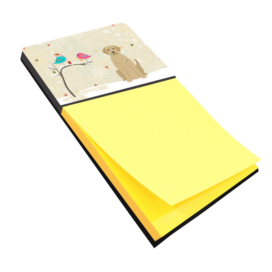 Christmas Presents between Friends Labrador Retriever - Yellow Watercolor Sticky Note Holder Refillable Dispenser Desk Accessory 3x3 Pad Gift
