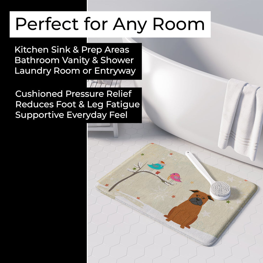 Christmas Presents between Friends Chinese Chongqing Dog Memory Foam Kitchen Mat Machine Washable Anti-Fatigue Cushion Comfort Bath or Kitchen Rug