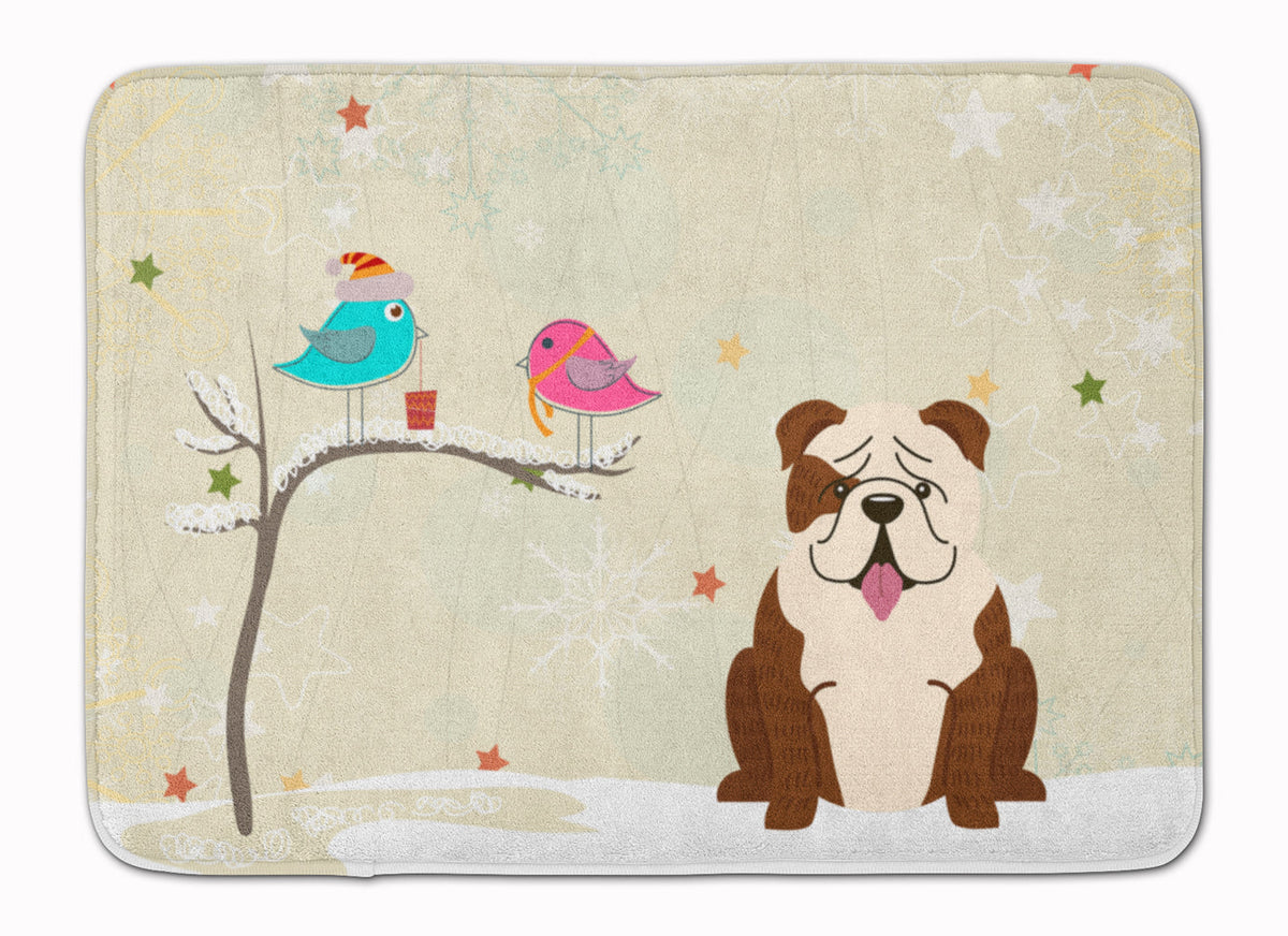 Christmas Presents between Friends English Bulldog Memory Foam Kitchen Mat Machine Washable Anti-Fatigue Cushion Comfort Bath or Kitchen Rug