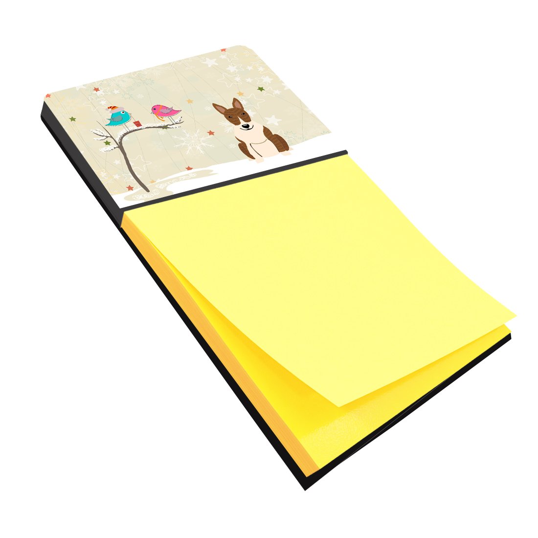 Christmas Presents between Friends Bull Terrier - Brindle Watercolor Sticky Note Holder Refillable Dispenser Desk Accessory 3x3 Pad Gift