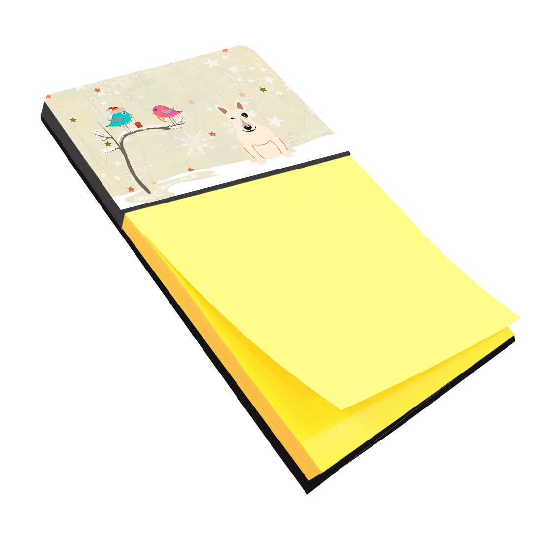 Christmas Presents between Friends Bull Terrier - White Watercolor Sticky Note Holder Refillable Dispenser Desk Accessory 3x3 Pad Gift