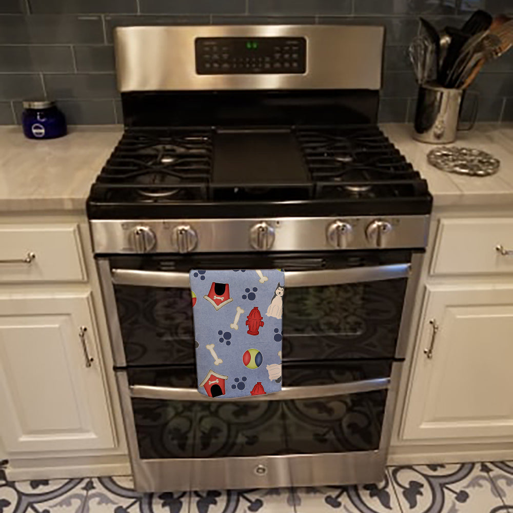 Dog House Collection West Siberian Laika Spitz Kitchen Towel Velour Plush Front and Cotton Loop Back Machine Washable