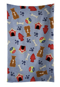 Dog House Collection Staffordshire Bull Terrier Brown Kitchen Towel Velour Plush Front and Cotton Loop Back Machine Washable