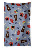 Dog House Collection Staffordshire Bull Terrier Chocolate Kitchen Towel Velour Plush Front and Cotton Loop Back Machine Washable