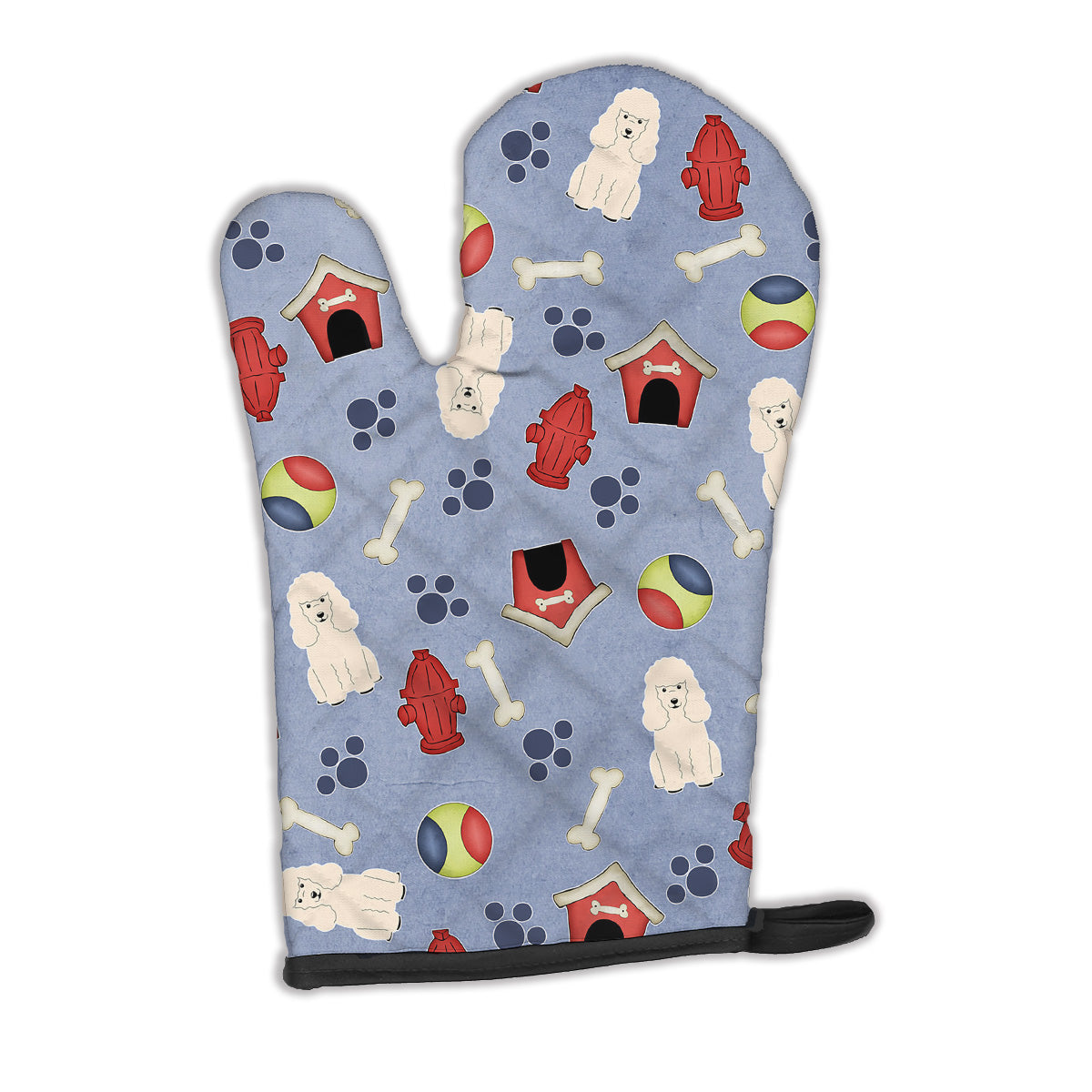 Dog House Collection Poodle White Oven Mitt Heat Resistant Thick Oven Mitt for Hot Pans and Oven, Kitchen Mitt Protect Hands, Cooking Baking Glove
