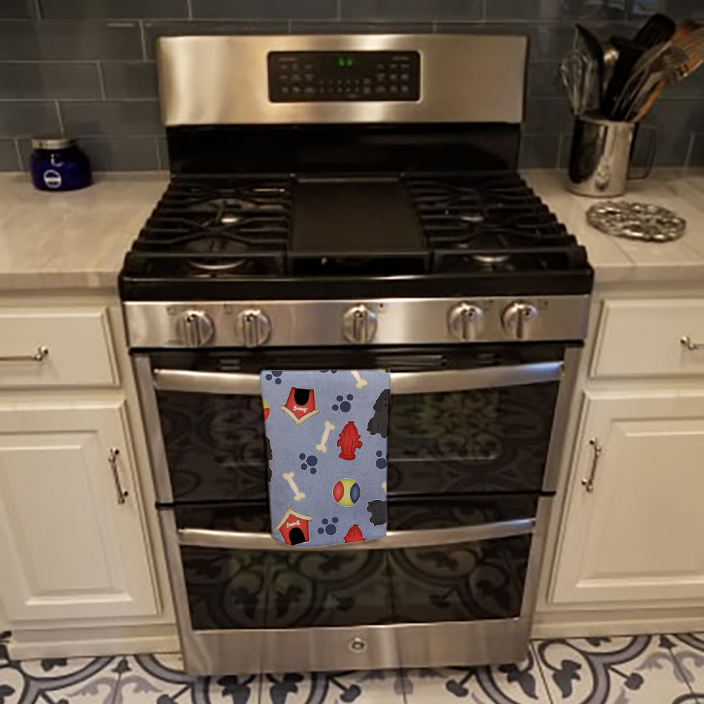 Dog House Collection Poodle Black Kitchen Towel Velour Plush Front and Cotton Loop Back Machine Washable