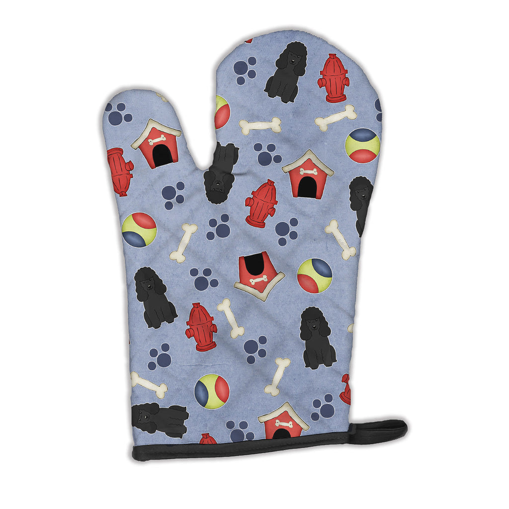Dog House Collection Poodle Black Oven Mitt Heat Resistant Thick Oven Mitt for Hot Pans and Oven, Kitchen Mitt Protect Hands, Cooking Baking Glove