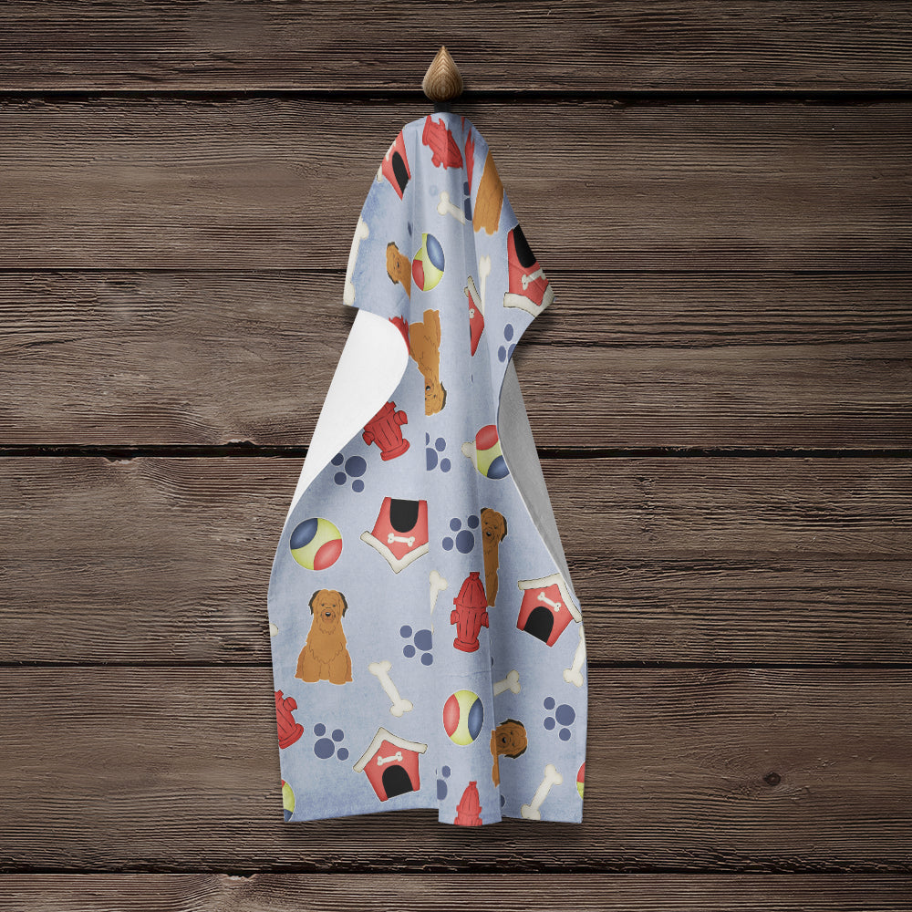 Dog House Collection Briard Brown Kitchen Towel Velour Plush Front and Cotton Loop Back Machine Washable