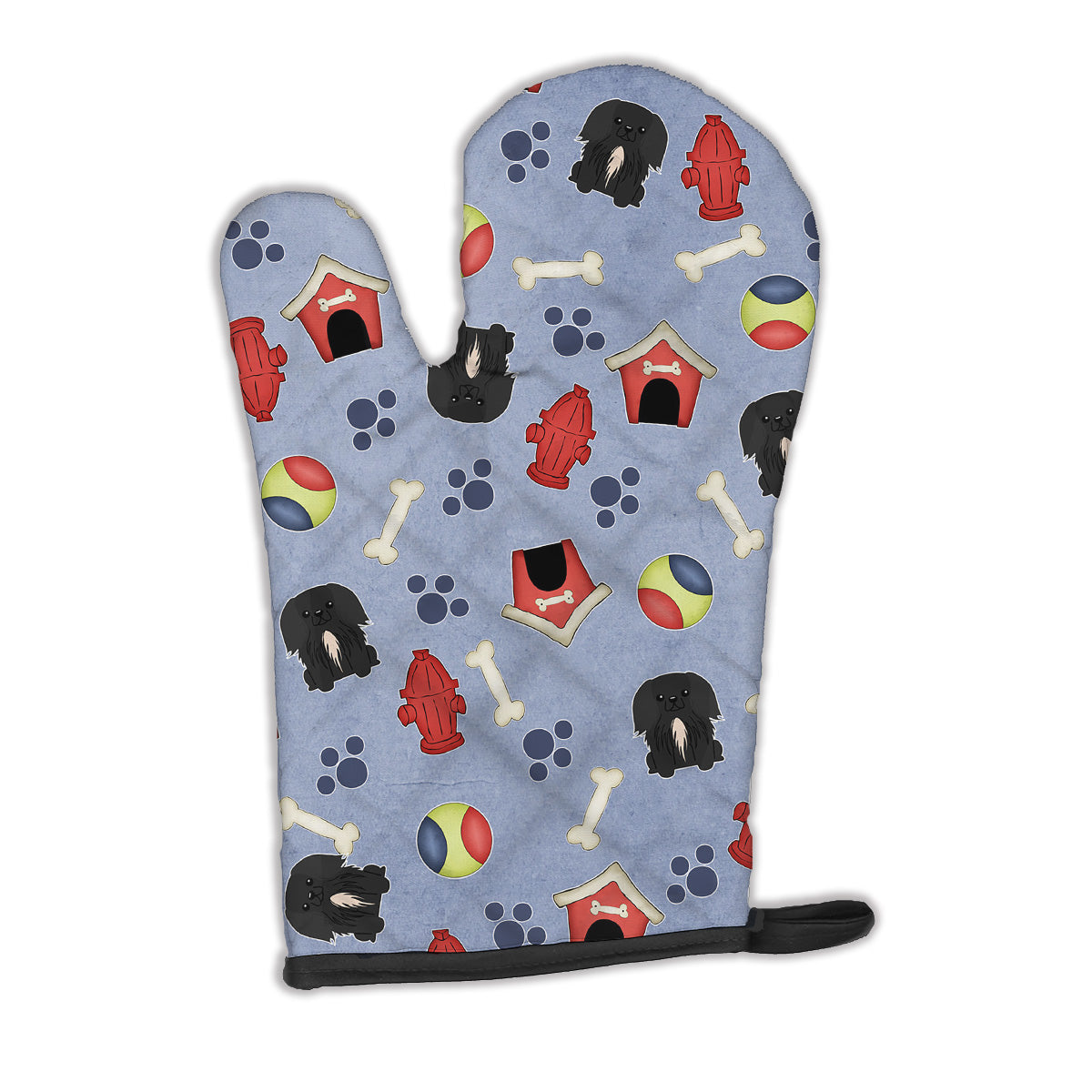 Dog House Collection Pekingese Black Oven Mitt Heat Resistant Thick Oven Mitt for Hot Pans and Oven, Kitchen Mitt Protect Hands, Cooking Baking Glove