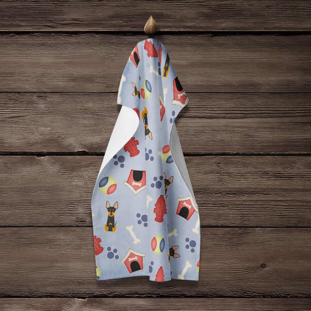 Dog House Collection English Toy Terrier Kitchen Towel Velour Plush Front and Cotton Loop Back Machine Washable
