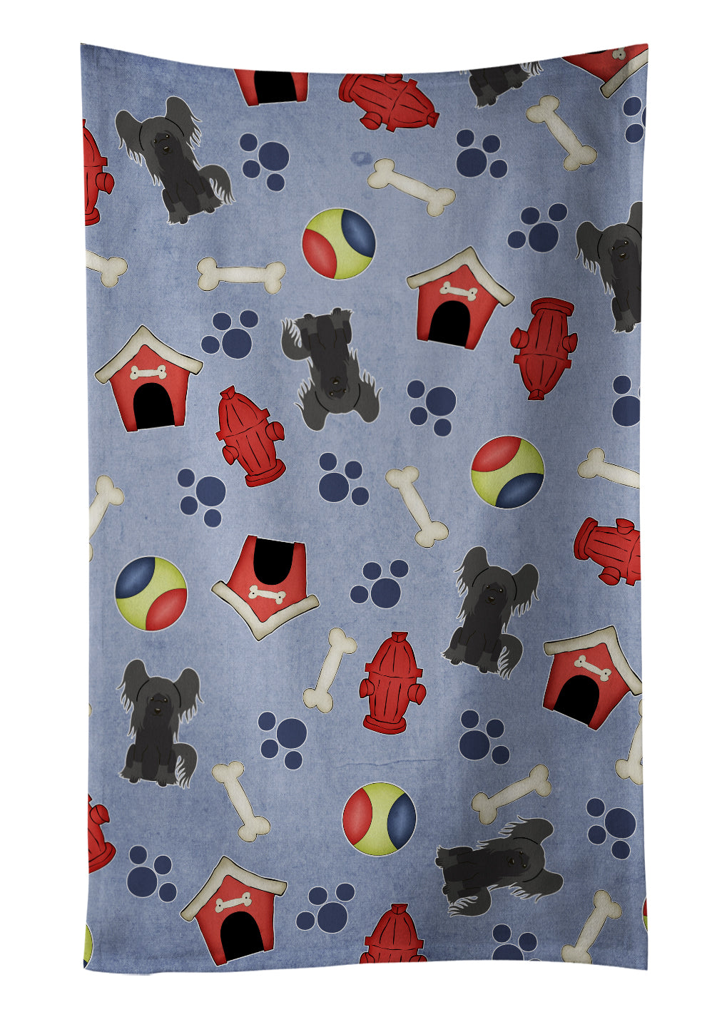 Dog House Collection Chinese Crested Black Kitchen Towel Velour Plush Front and Cotton Loop Back Machine Washable