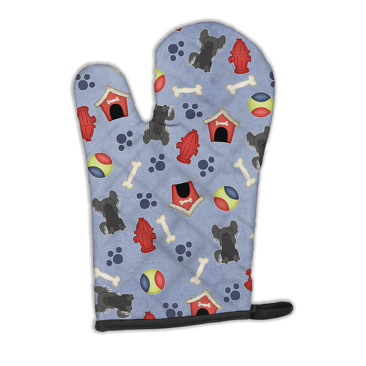 Dog House Collection Chinese Crested Black Oven Mitt Heat Resistant Thick Oven Mitt for Hot Pans and Oven, Kitchen Mitt Protect Hands, Cooking Baking Glove