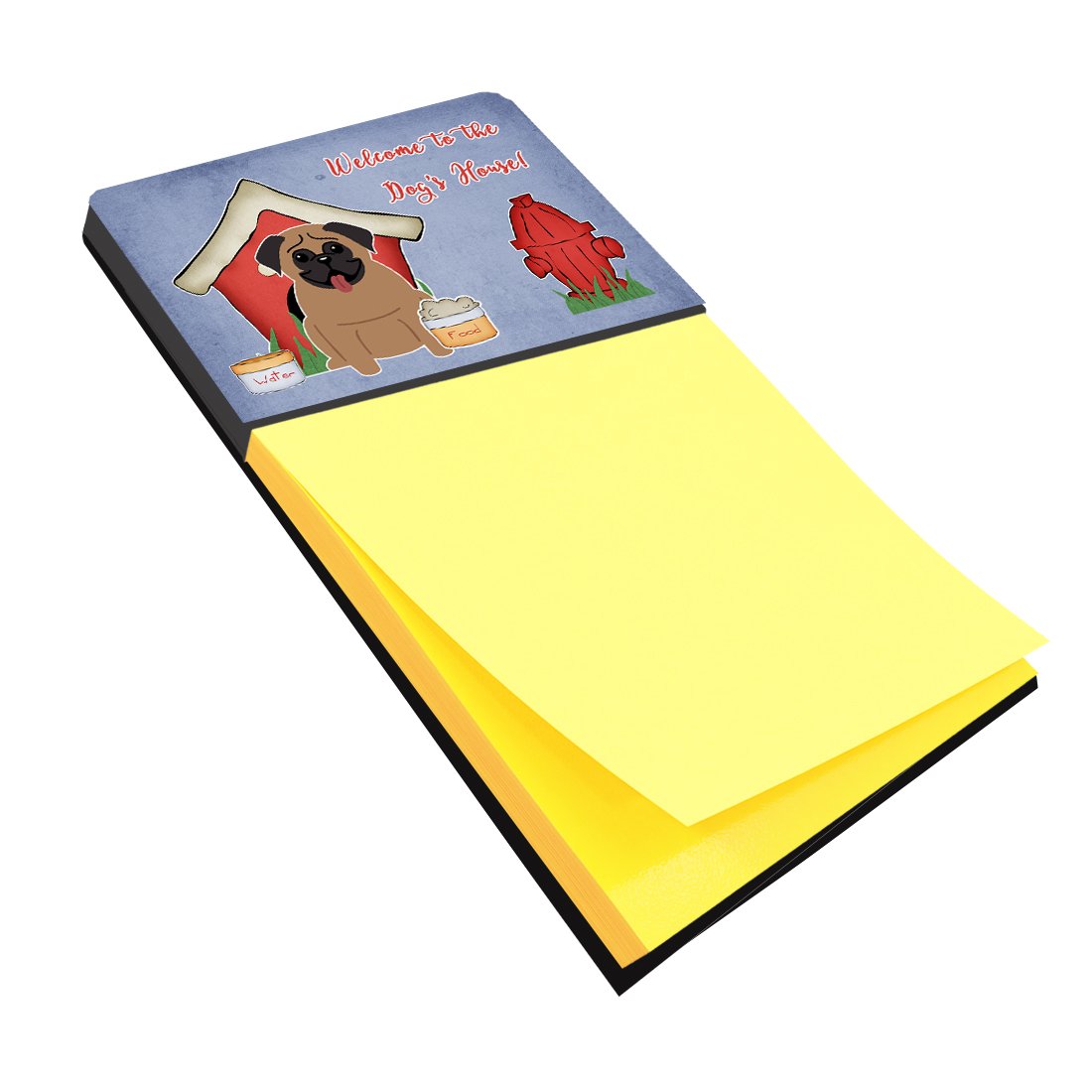 Dog House Collection Pug Brown Watercolor Sticky Note Holder Refillable Dispenser Desk Accessory 3x3 Pad Gift